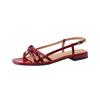 French Square Head Bow Flat Sandals Women's Summer 2025 New Niche Design Sense Woven Beach Sandals