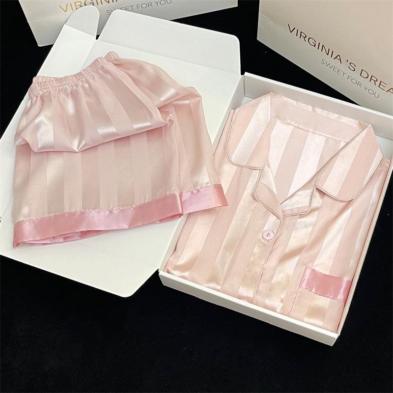 Summer Cardigan Short-Sleeved Shorts Cartoon Lingna Belle Pajamas Women S Lapel Loungewear Set L