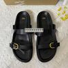 ZA2025 Women's Black One-Strap Backless Breathable Round Toe Flat Sandals