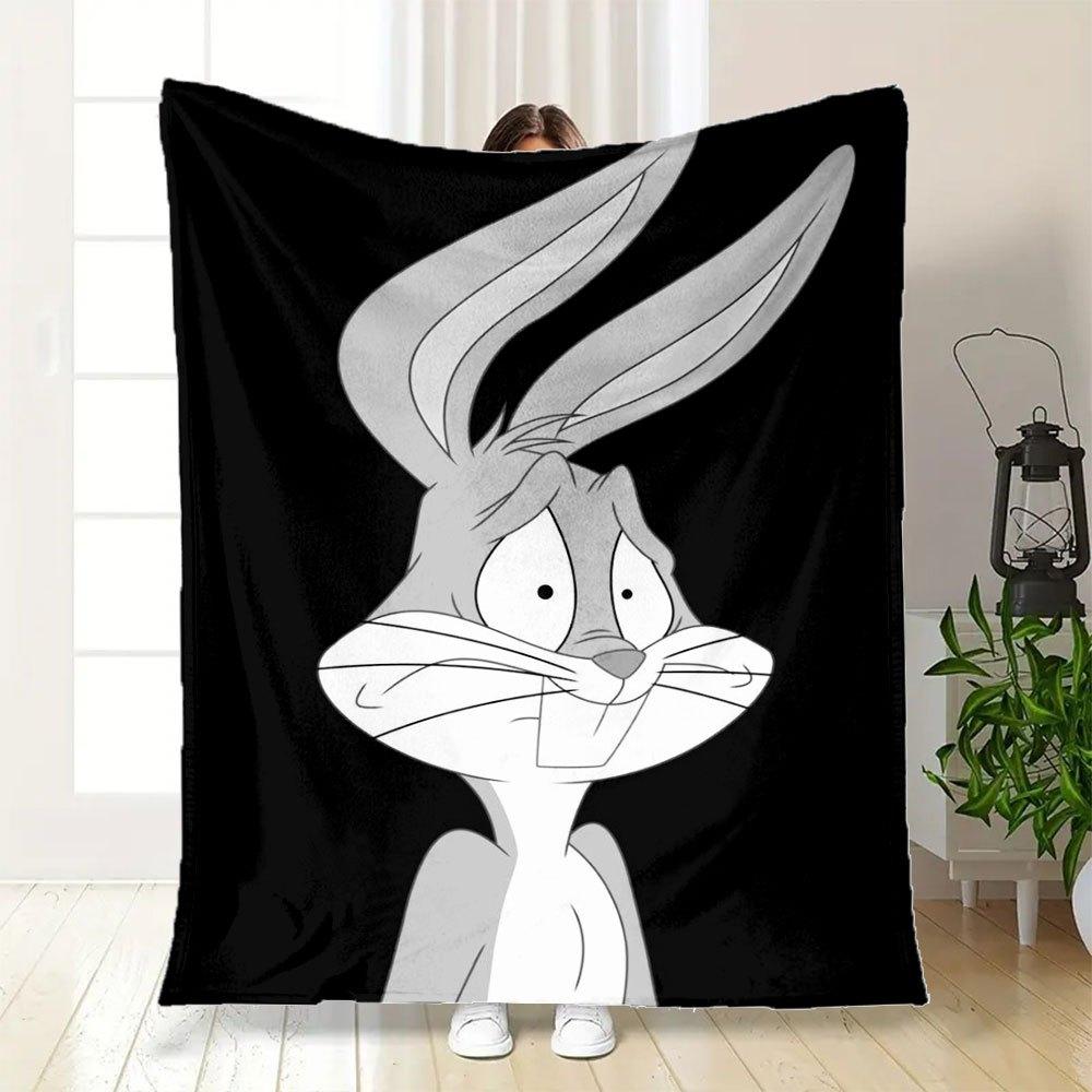 "Looney Tunes Bugs Bunny Poster - Classic Cartoon Art Print"Blanket Flannel Throw Blanket for Sofa, Bed, Travel, Camping, Office