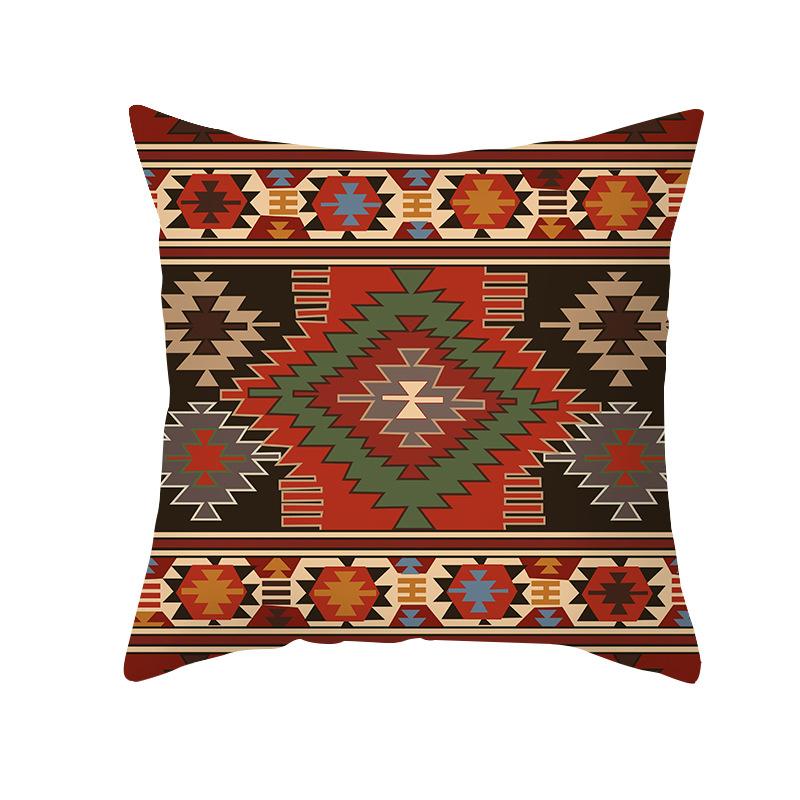 National Throw Pillow Cover With Striped Pattern Soft Plush Fabric Suitable For Home Retro-Style Living Room Cushions Cover
