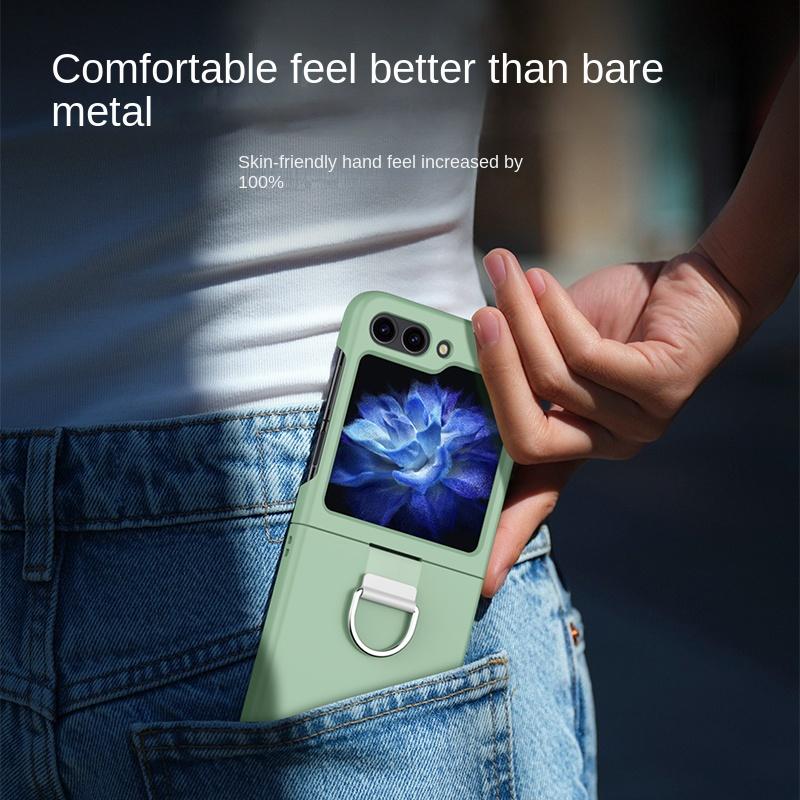 Hårt Skal Plast Ring Telefonfodral för Samsung Galaxy Z Flip 6 5 4 3 Flip6 Flip5 Flip4 Flip3 5G Skyddande Stöttåligt Skal