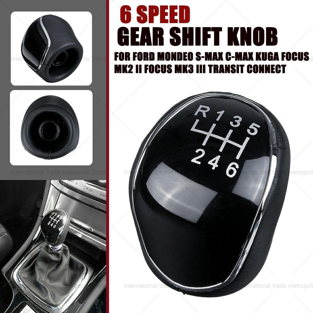 5/6Speed Car Leather Gear Shift Knob for Ford S-Max C-Max Kuga Galaxy Mondeo4 Mk4 Transit Tourneo Connect Focus Auto Accessories