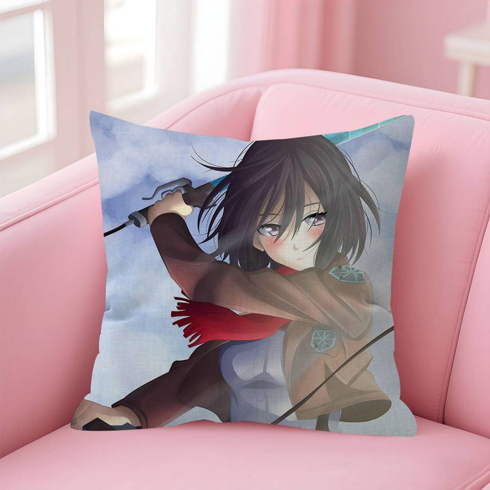Anime AAttack On Titan Mikasa Ackerma Pillow Cushion Cover Pillowcase Living Room Sofa Home Decor Customized
