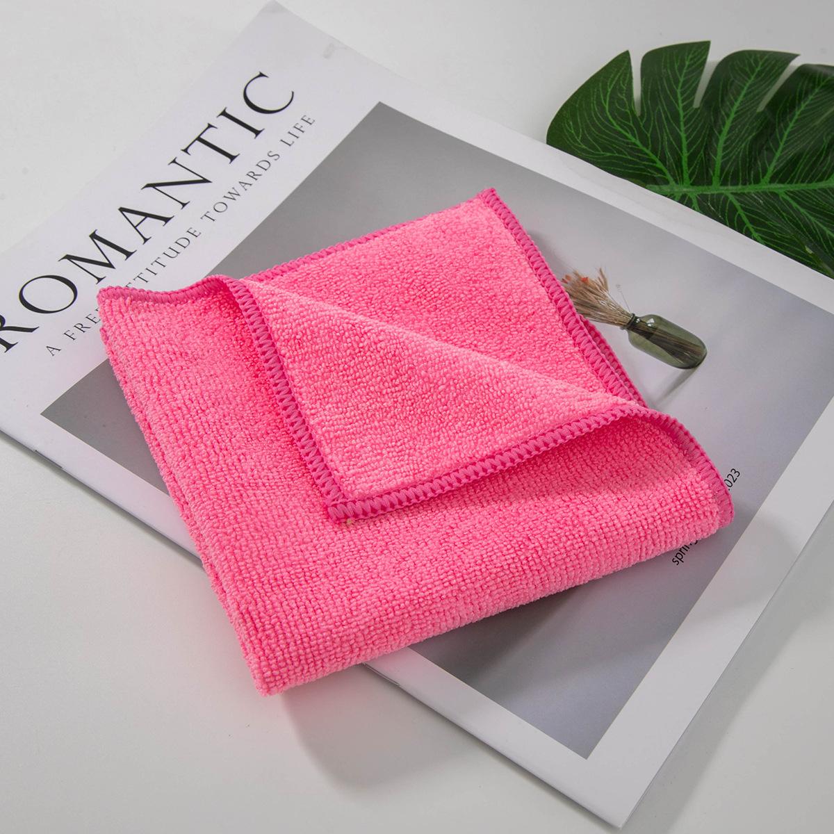 

Бытовая кухонная салфетка для посуды 40 * 40, салфетка для чистки автомобиля, салфетка из микрофибры, многофункциональная тряпка 30 * 30 (edge lock) розовый