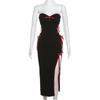 AltGoth Gothic Dark Midi Dress Dámské Vintage Fairycore Grunge Punk Y2k Hotsweet Pásek na špagety Dutý korzet Bodycon šaty