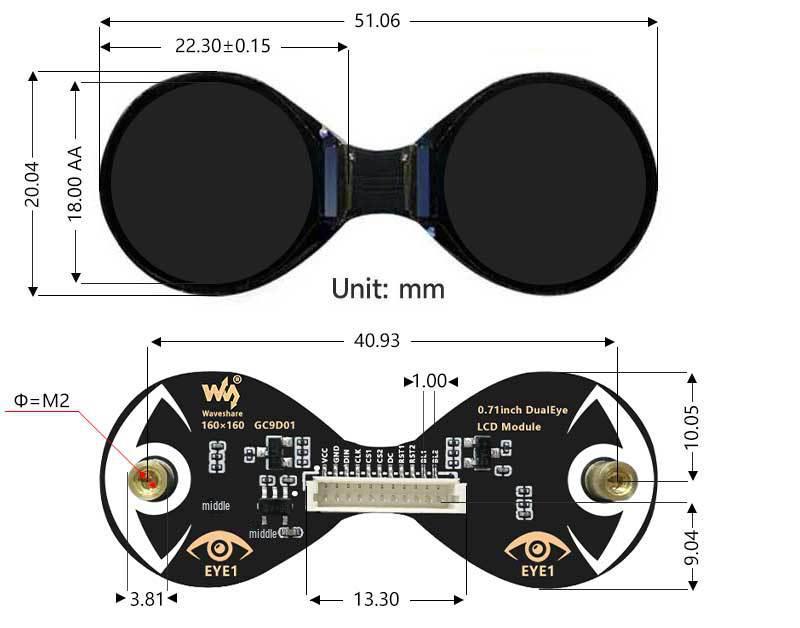 0.71" Round LCD Display for Arduino/Raspberry Pi/PICO/STM32 with Dual Electronic Eyes