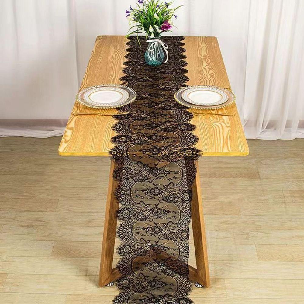 Rectangular Shape Vintage Table Runners White Color Lace Floral Table Runners  Baby Party