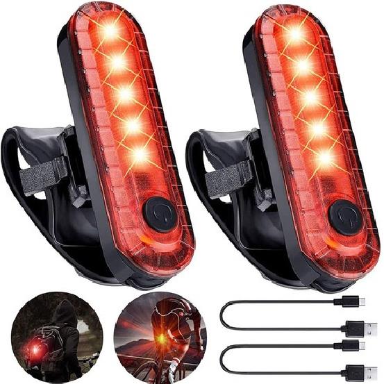 2x USB Rechargeable LED Bike Tail Light Bright Bicycle Rear Cycling Flashlight красный