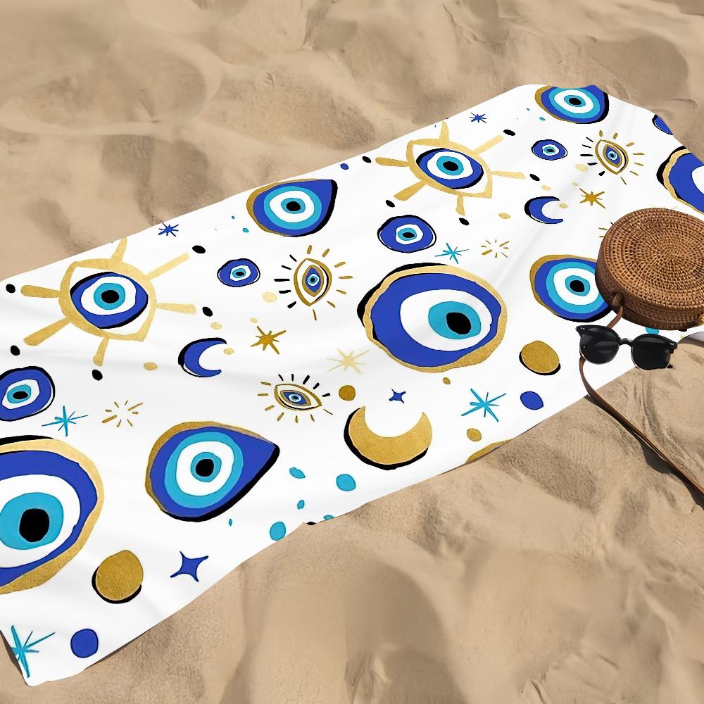 Glücksaugen Blau Böse Augen Handtuch Strandtuch Übergröße Schnelltrocknend Handtuch Saugfähig Weich Schwimmen Strandhandtücher für Männer Frauen