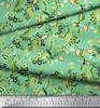 Soimoi Japan Crepe Satin Fabric Leaves & Floral Artistic Decor Fabric Printed Metre 42 Inch