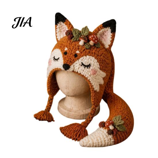Forniture per Lavoro a Maglia con Filato Morbido Cappello Animale Kit all'Uncinetto, Cappuccio Fantasy Fai da Te Set Carino Unicorno Volpe Rana Paraorecchie Kit per Creare per Adulti Adolescenti Creativo Festività