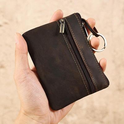 Retro Crazy Horse Deri Kısa Küçük Para Çantası Kredi Kartı Tutucu Hafif Taşınabilir Madeni Para Nakit Saklama Çantaları İnce Fermuarlı Cüzdan