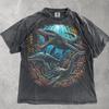 Prähistorische Meeresdinosaurier 90er Grafik-T-Shirt, 90er Ozean-Ästhetik Dinosaurier-Shirt, Ozean-Dino Oberteil, Mosasaurus Ichthyosaurus Plesiosaurus Shirt