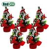 1-10PCS Mini Christmas Tree 20cm Desktop Decor with Gift Box Creative Holiday Ornament for Kids Room Office Party Decoration