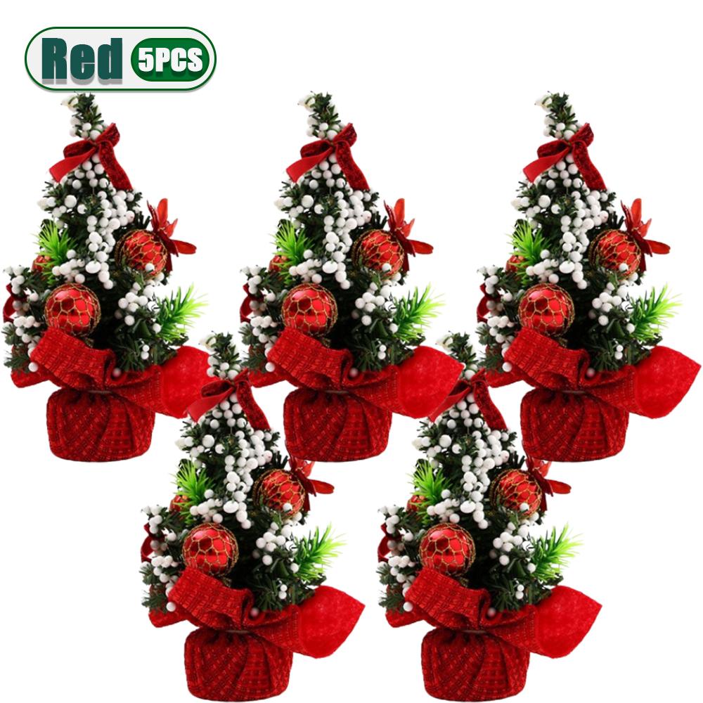 1-10PCS Mini Christmas Tree 20cm Desktop Decor with Gift Box Creative Holiday Ornament for Kids Room Office Party Decoration