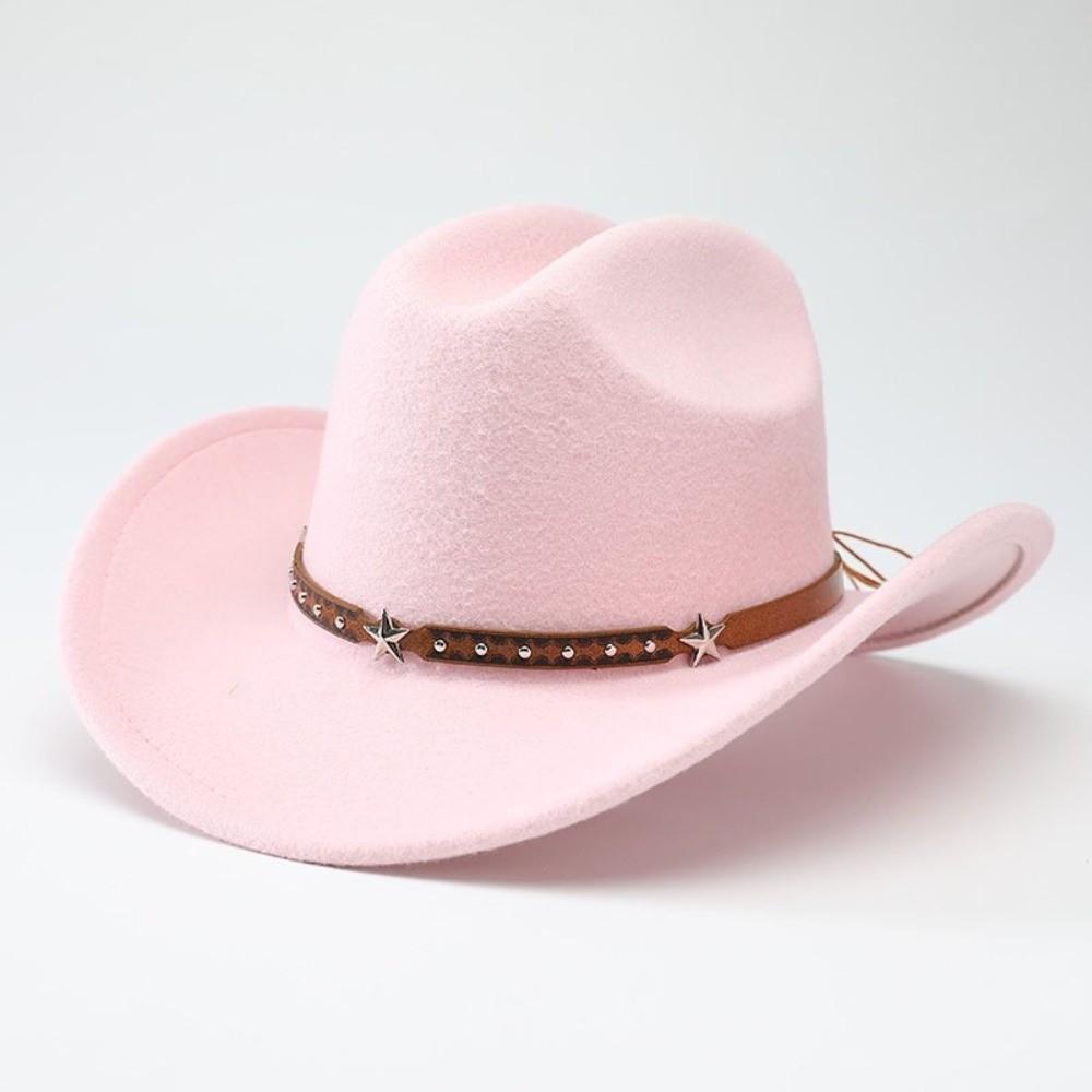 Cintura con Testa di Stella Cappello da Cowboy Occidentale Cappellino da Cowgirl in Feltro Cappello da Sole Fedora Jazz Cappelli Donna