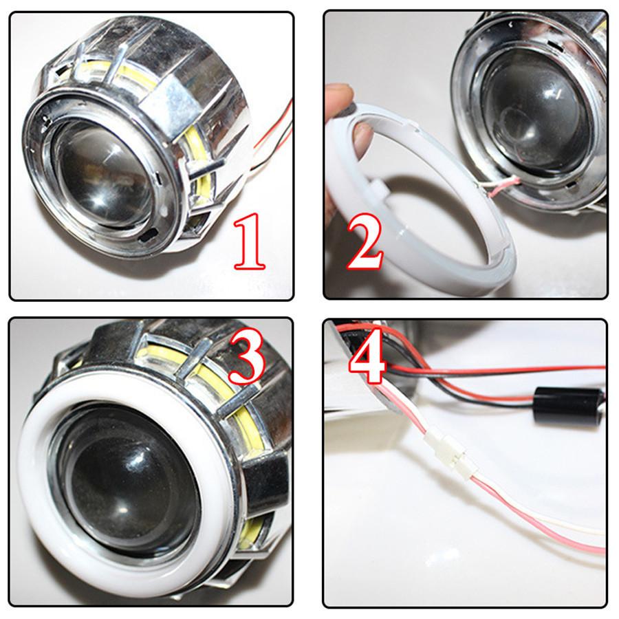 1 Par 12V Bil SUV Frontlykt DRL Haloring Angel Eyes Blinklys For 110mm
