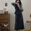 Plus Size Autumn Retro Vest and Slimming Skirt Three-Piece Set for Women