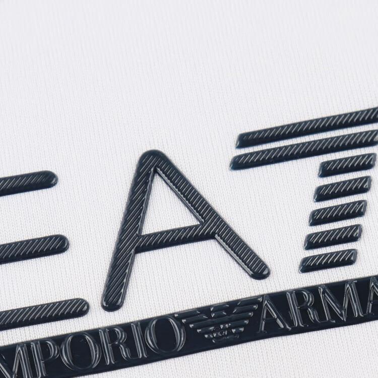 Emporio Armani EA7 SS24 Striped Logo Letter Print Short Sleeve Polo Shirt Men Tops White 3DPF09-PJPCZ-1100