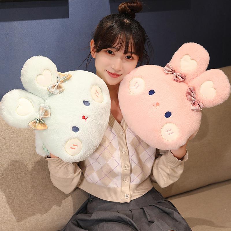Królik Niedźwiedź Pluszowa Poduszka Podgrzewacz Dłoni Poduszka Słodkie Zabawki Dla Dzieci Lalka Baby Room Decor Zimowy Prezent Na Boże Narodzenie