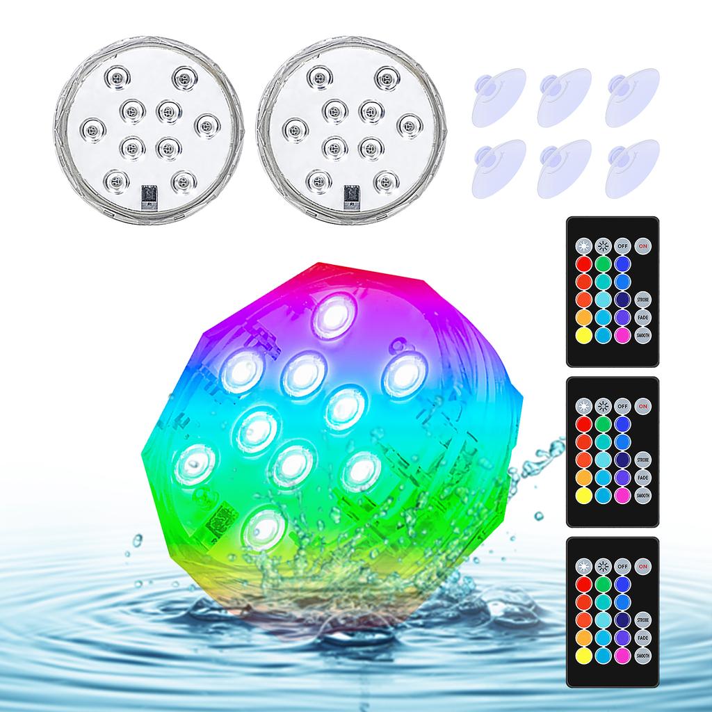 Submersible LED Lights with Remotes RGB 15 Colors Waterproof Pond Lights Underwater Lights for