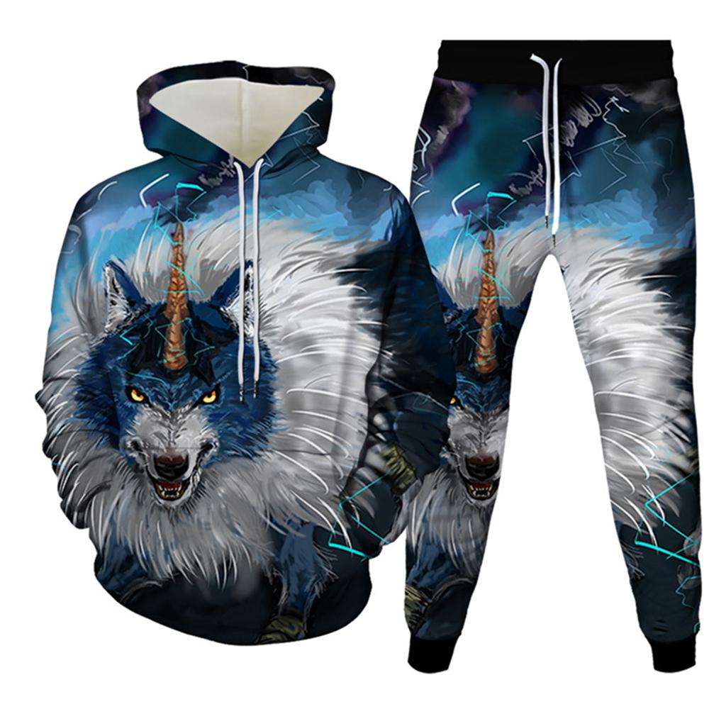 Animal Wolf 3d Print Men's Tracksuit Sets Casual Hoodie and Pants 2pcs Sets Oversized Sweatshirt Fashion Streetwear Men Clothing