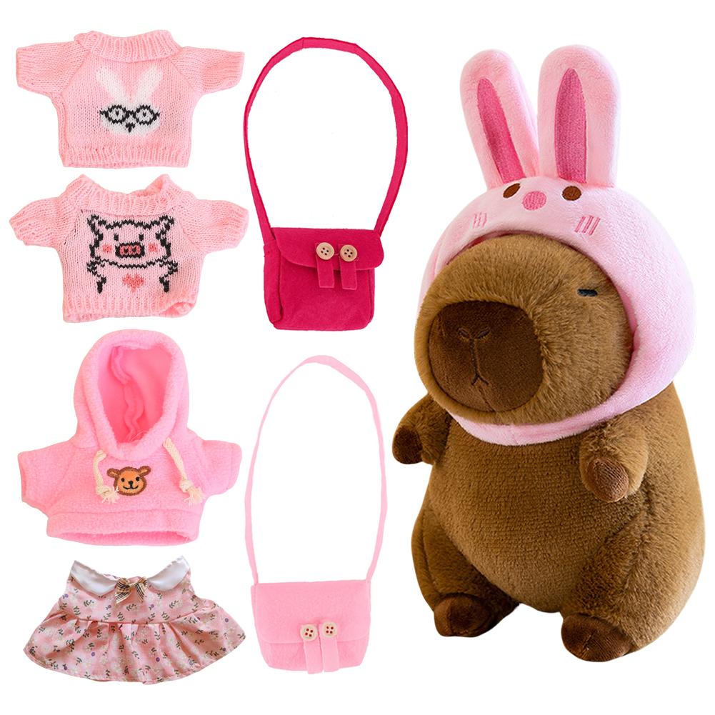 

Kawaii Capybara Decoration with Cloth Accessories Soft Capybara Ornament Simulation for Kids Adults Thanksgiving Gift
