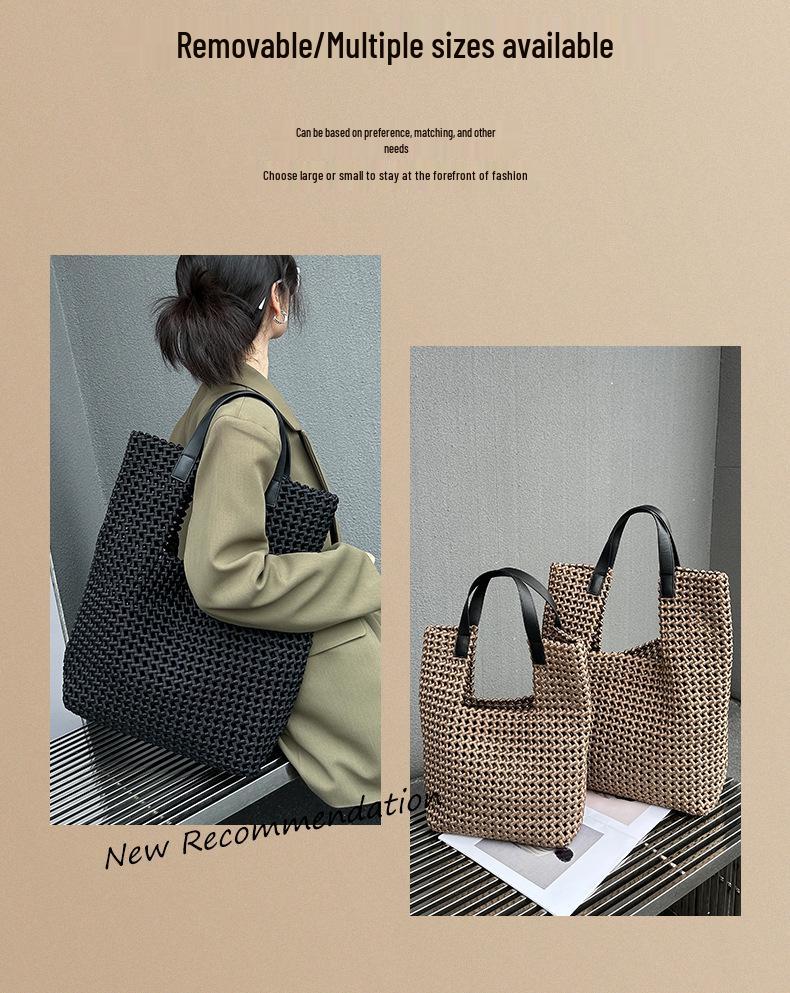 Luxury Silk Satin Tote with Windmill Knot Design - Handwoven, Hollow Niche, Large Capacity, Mother-Child Bag Available