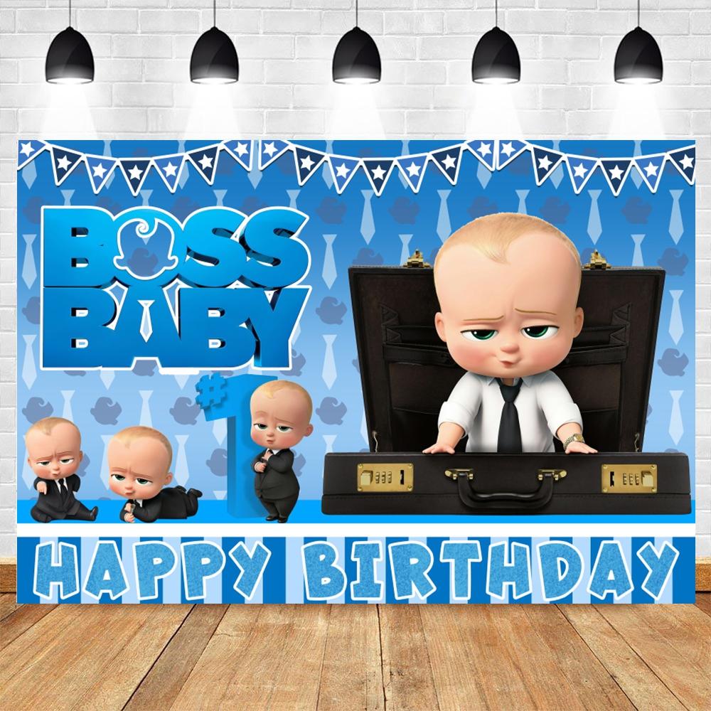 Boss Baby Thema Achtergrond Meisje Jongen Verjaardagsfeest Kinderkamer Decoratie Fotografie Achtergrond Gepersonaliseerd Naam Poster Banner