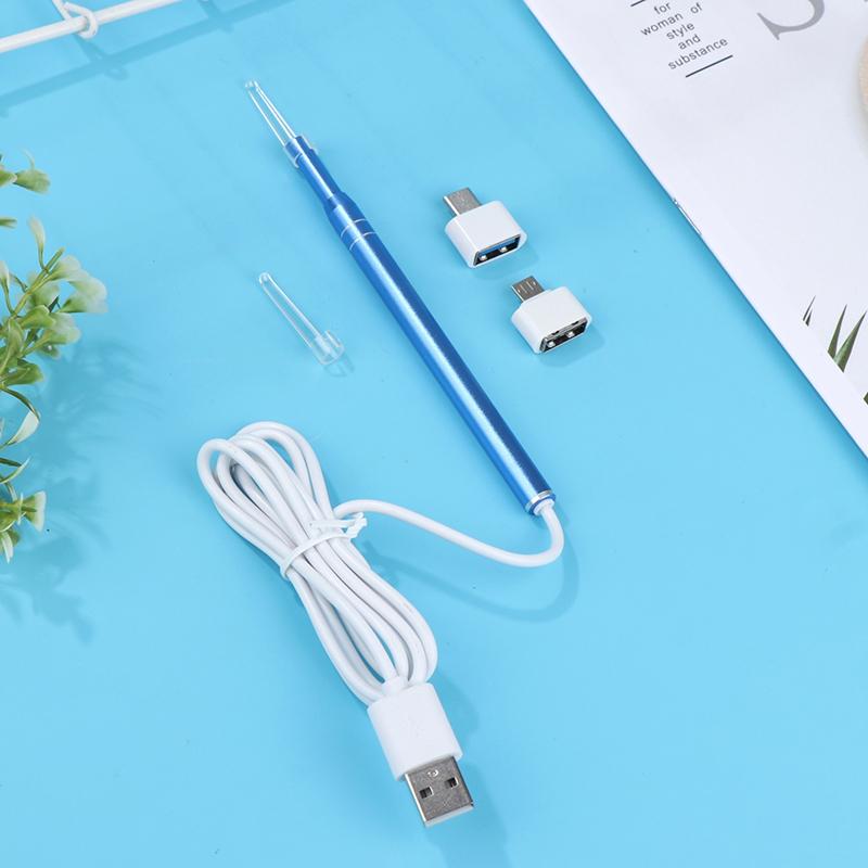 

1 комплект умных устройств для чистки ушей, ложка для эндоскопа, визуальная камера для чистки ушей, устройство для чистки ушей 0.55*12CM синий