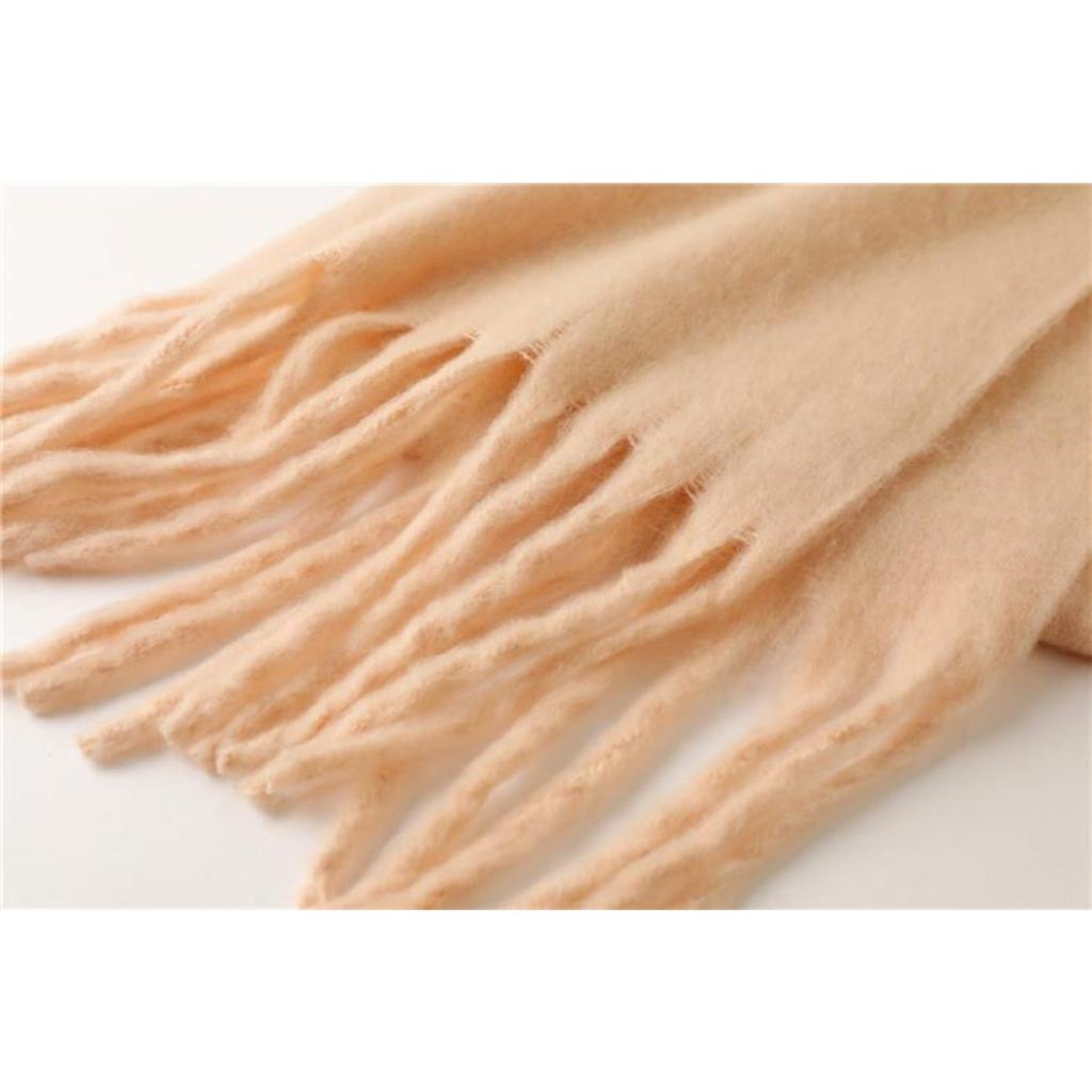 Fular Cald de Iarnă Culoare Solidă Fular Versatil Culoare Solidă Cald de Iarnă cu Ciucuri Extinși Fular pentru Cuplu