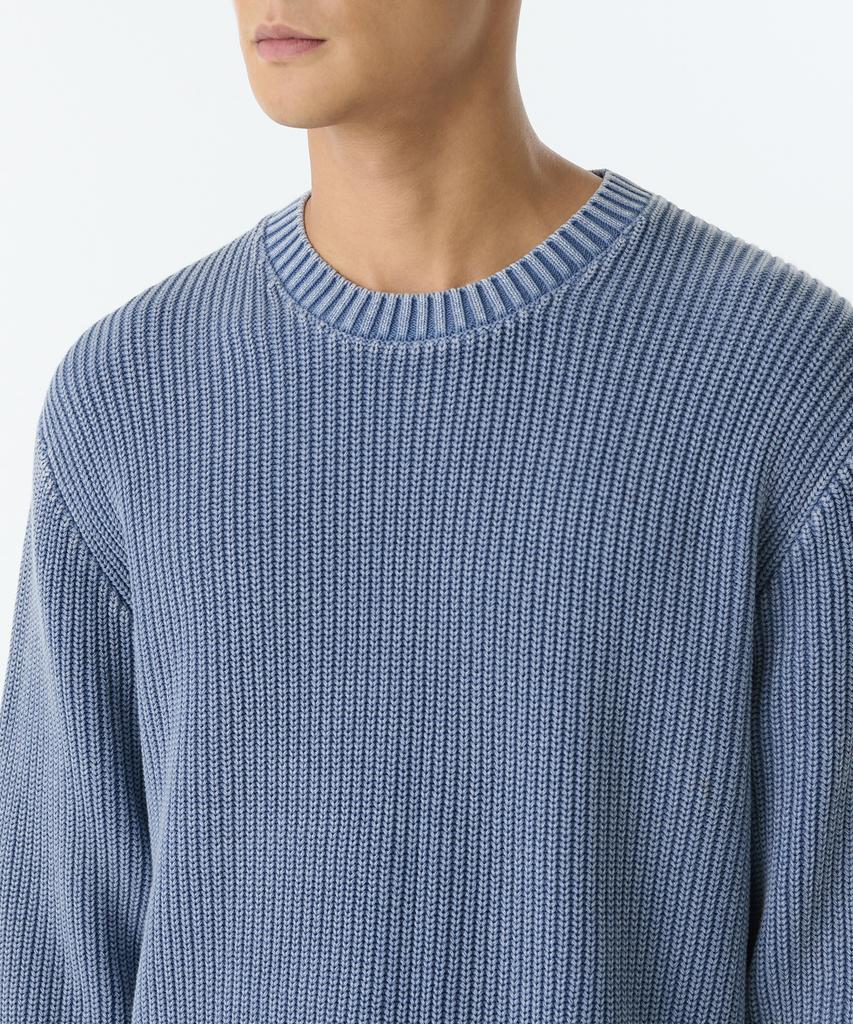 MUSINSA STANDARD Pigment Ribbed Crew Neck Knit [Blue]