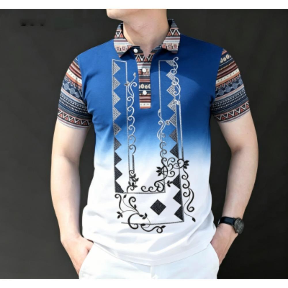 Men s Multi-color Print Polo Shirt Men s Outdoor Street Short Sleeve Tees Top Summer Home Casual T-shirt Men s and Women s Polo Shirt S