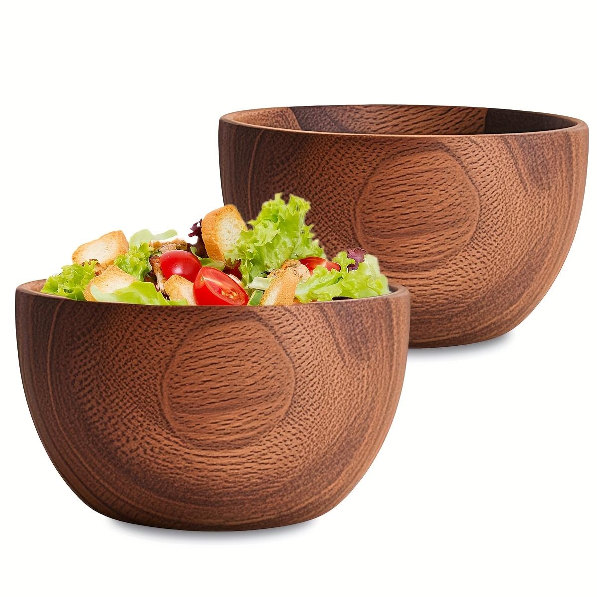 

Набор из 2 деревянных сервировочных мисок из акации, 10*6 см для фруктов, хлопьев, салатов или закусок - Ручная работа из цельного куска органической акации верблюд