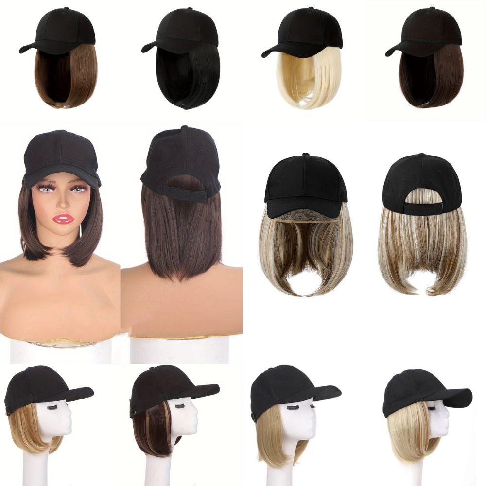 Cappellino Parasole Cappellino da Baseball con Estensione Capelli Parrucca Regolabile Nera Marrone per Donne