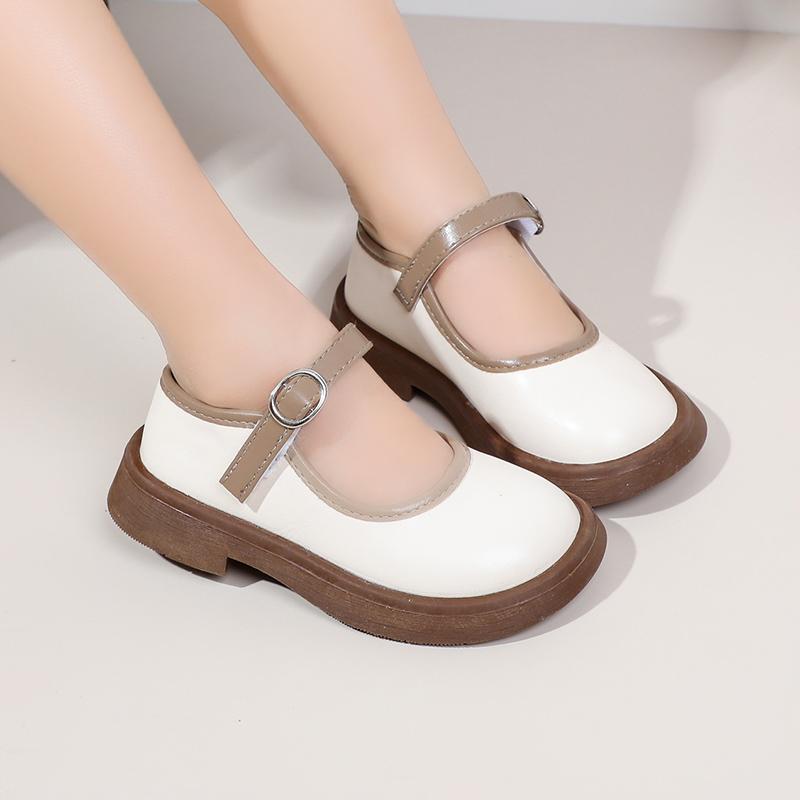 Children Fashion Girls Loafers Color Matching Soft Breatheable Cute Kids Versatile Soft Breatheable Boys Leather Shoes Simple