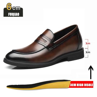 Moda Nuevo Lujo Negocios Hombres Zapatos de Piel de Vaca Transpirables Suela de Goma Aumento de Altura Invisible Zapatos para Conducir Verano Casuales