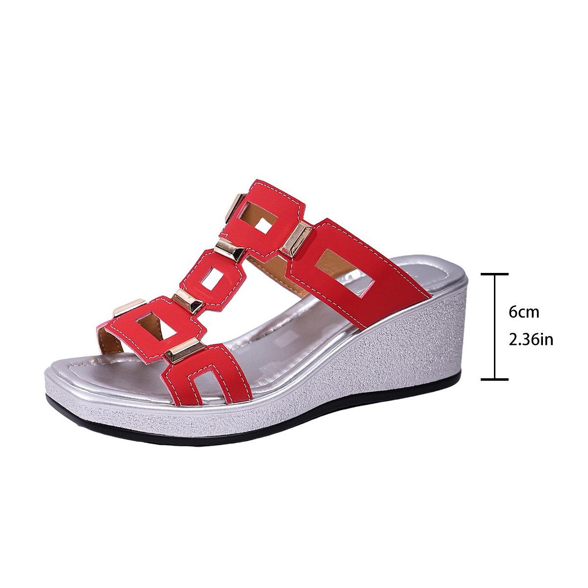 Summer 2026 Fashion Women Slip on Platform Wedges Plus Size Shoes for Women 36-43 Peep Toe Non-slip Women Sandals 36 красный 2570₽
