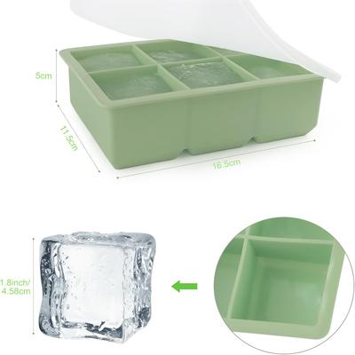 Large Ice Cube Tray with Lid,Stackable Big Silicone Square Ice Cube Mold for Whiskey Cocktails Bourbon Soups  Treats,BPA Free