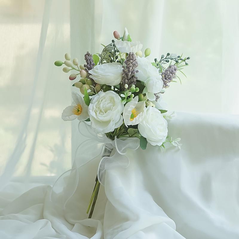 Bouquet Sposa Eucalipto Stile Foresta - Composizione Floreale Artificiale a Mano per Matrimoni & Arredo Casa