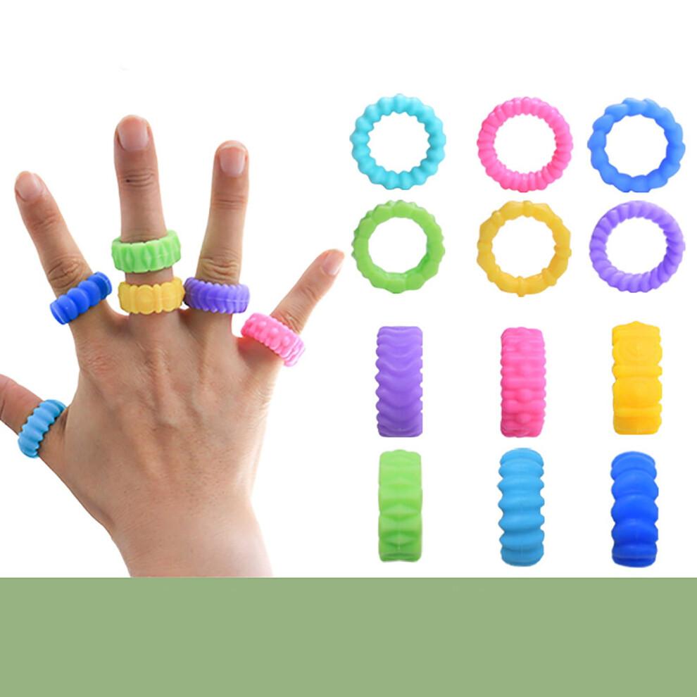 6/12/24/36pcs Sensory Toys Fidget Rings, Finger Anxiety Rings, Textured Sensory Rings Stress Toys, Fun Fidgets for Classroom Prize