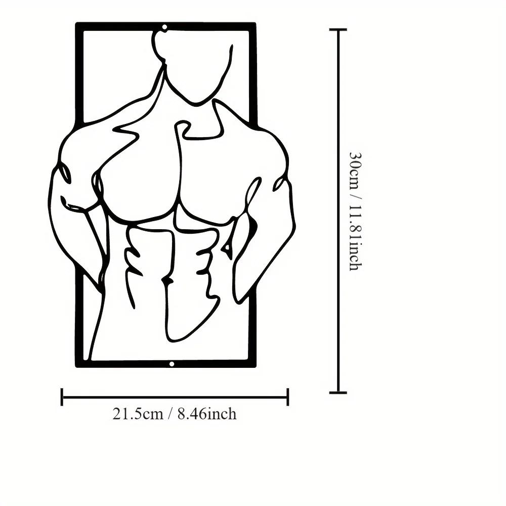 

Абстрактное настенное искусство «Мускулистый мужчина», Металлическая настенная вывеска, Эстетичное украшение стены, Ретро металлическое подвесное украшение, Вывеска для бара, кухни, кофейни чёрный