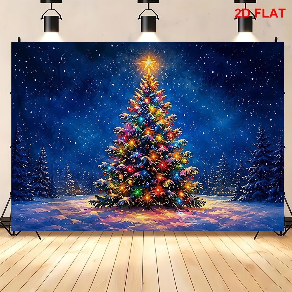 1Pcs Christmas Tree Snowy Night Decoration Background Winter Backdrop For Photo Studio Photo Booth Party