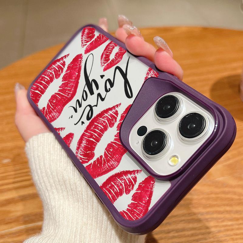 Wysokoprzezroczyste Akrylowe Etui Odporne na Wstrząsy dla iPhone 16 Plus 15 14 13 Pro Max Wzór Ust Do Pocałunku Jednokolorowe Miękkie Krawędzie Smukła Twarda Pokrowiec