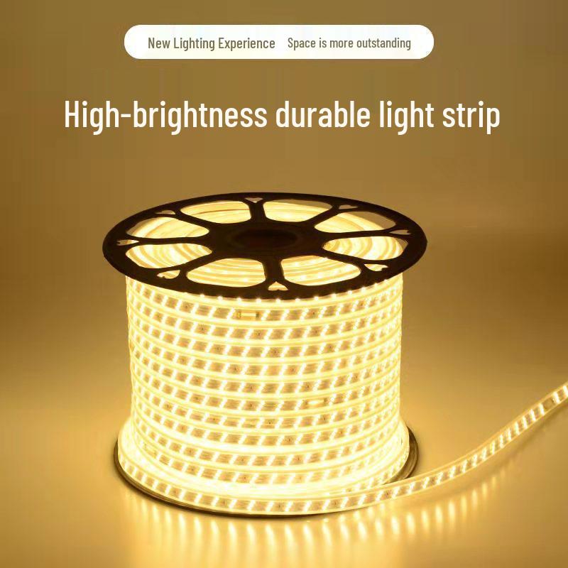Waterproof 220V LED Strip Lights: Tri-Color, Self-Adhesive, Extra Bright for Living Room, Ceiling Trough, and Outdoor Use