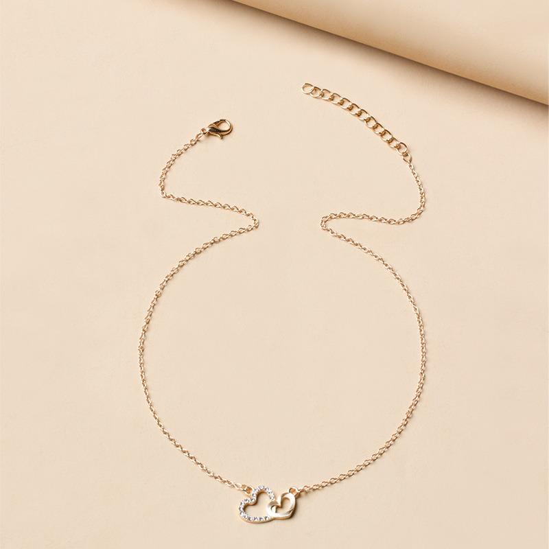 Double love necklace jewelry temperament simple pendant fashion street shot neck chain women's sweater chain