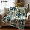 Teal Abstract Floral Cartoon Anime Print Flannel Blanket Soft Warm Throw for Kids Bedroom Sofa Bed Christmas Office Car