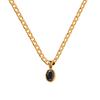Delicate Multicolour Oval CZ Natural Stone Pendant Necklace for Women Stainless Steel Cuban Chain Necklace Fashion Jewelry Gift
