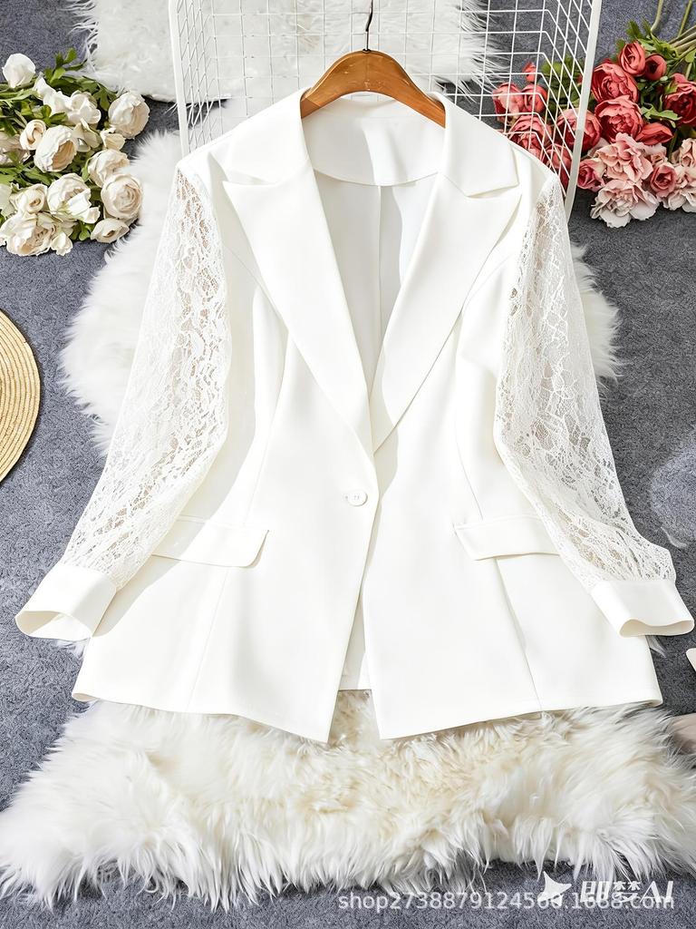Giacca Cardigan in Pizzo da Donna Taglie Forti Primavera 2026 - Versatile Stile Europeo e Americano